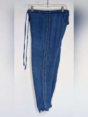 BSBEE Handmade Blue Cotton Tuxedo Stripe Pant size large